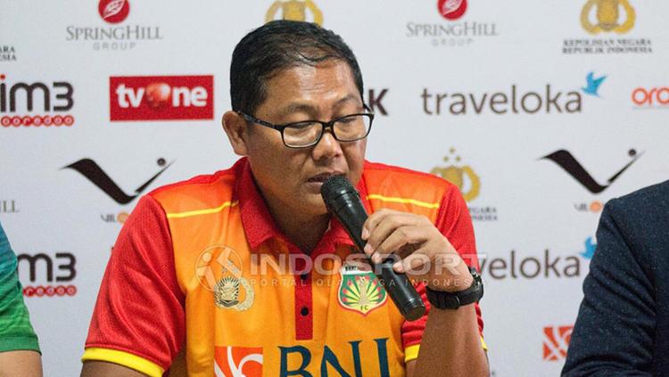 Manajer BFC, AKBP Sumardji saat jumpa pers jelang Laga Bhayangkara FC vs Persija Jakarta.