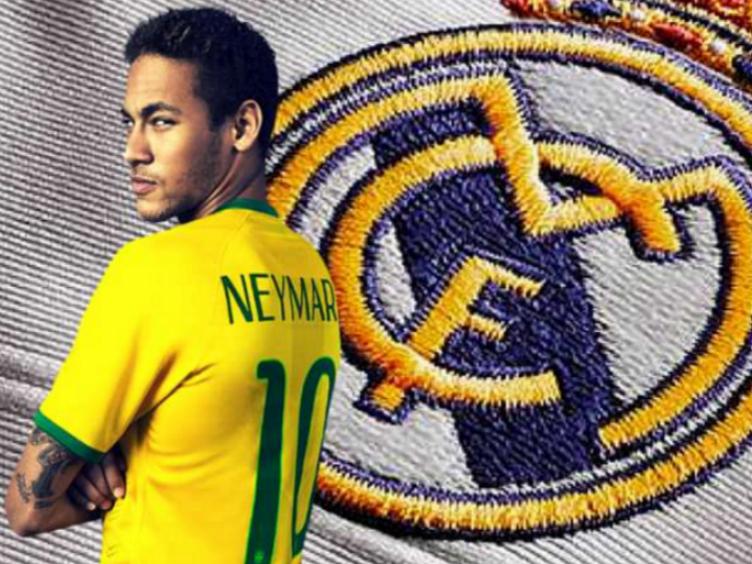 Neymar dan logo Real Madrid. Copyright: INDOSPORT