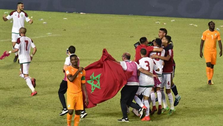 Timnas Maroko lolos ke Piala Dunia 2018. Copyright: INDOSPORT