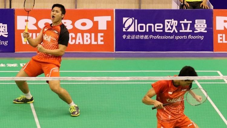 Wahyu Nayaka Arya Pangkaryanira/Ade Yusuf Santoso saat Kejuaraan Asia Beregu 2017 yang berlangsung di Nguyen Du Cultural Sport Club, Ho Chi Minh City, Vietnam tahun 2017 lalu.