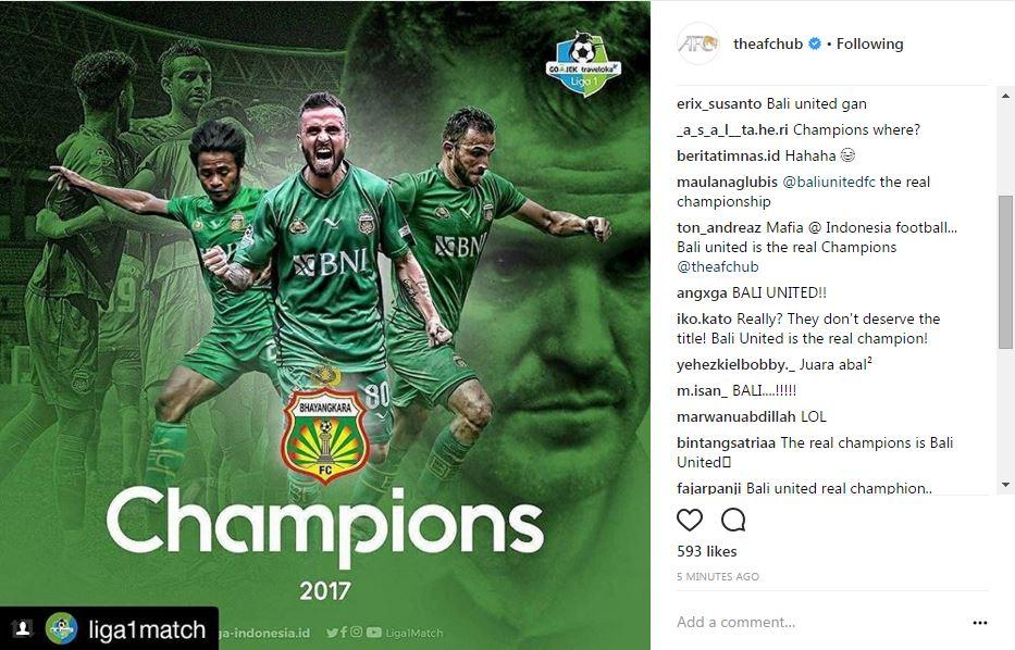 Instagram AFC yang dibanjiri oleh netizen Indonesia. Copyright: INDOSPORT