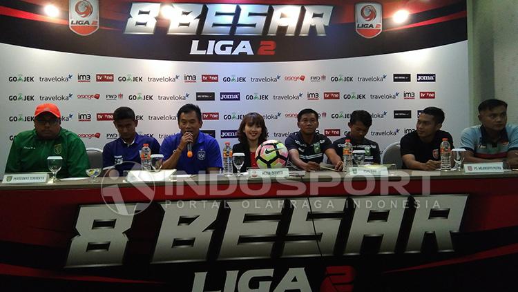 Konferensi pers jelang laga PSPS Riau vs PSMP Mojokerto di babak 8 Besar Liga 2. Copyright: Indopsort/Gita Agiet
