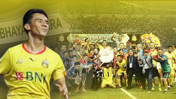 Penggawa Bhayangkara FC, Alsan Sanda dan momen ketika menjuarai Liga 1 2017. - INDOSPORT
