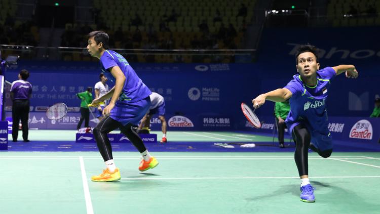 Mohammad Ahsan/Rian Agung Saputro di babak pertama China Open 2017. Copyright: Humas PBSI