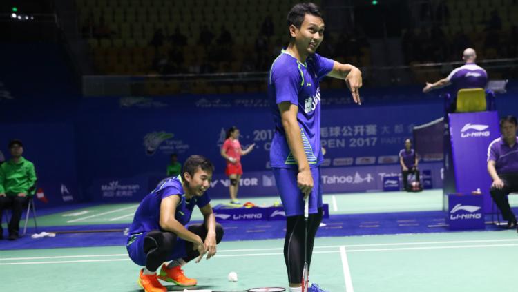 Mohammad Ahsan/Rian Agung Saputro di babak pertama China Open 2017. Copyright: Humas PBSI