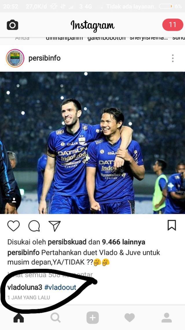 Vladimir Vujovic Beri Sinyal Akan Pergi Meninggalkan Persib Copyright: Instagram/persibinfo