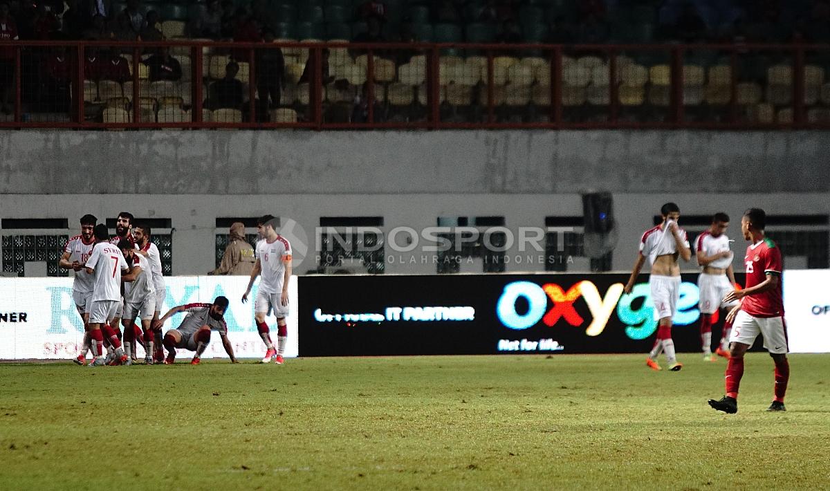 Situasi selebrasi para pemain Suriah. Herry Ibrahim/INDOSPORT