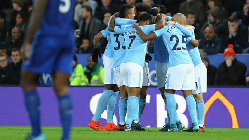 Selebrasi pemain Manchester City. Copyright: INDOSPORT