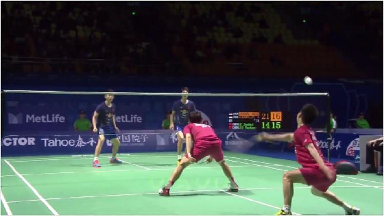 Aksi Kevin/Marcus di China Open 2017 - INDOSPORT
