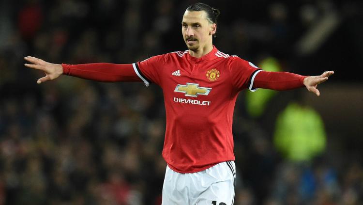 Zlatan Ibrahimovic saat kembali bermain untuk Manchester United. Copyright: AFP