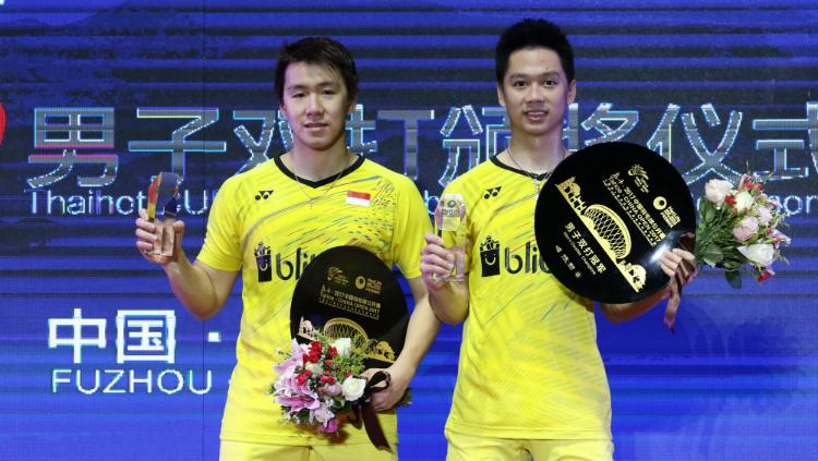 Kevin Sanjaya Sukamuljo/Marcus Fernaldi Gideon kampiun di China Open 2017. Copyright: Humas PBSI