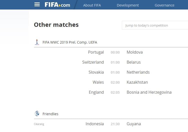 Laga Indonesia vs Guyana sudah terdaftar resmi di FIFA. Copyright: FIFA