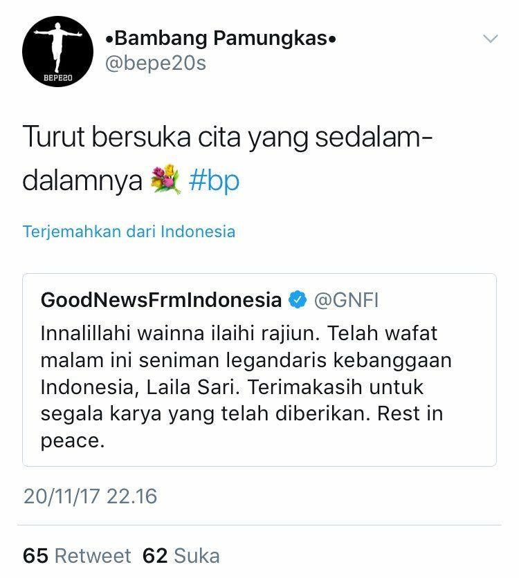 Bambang Pamungkas typo, salah ketik status atas meninggalnya artis senior Laila Sari Copyright: Twitter