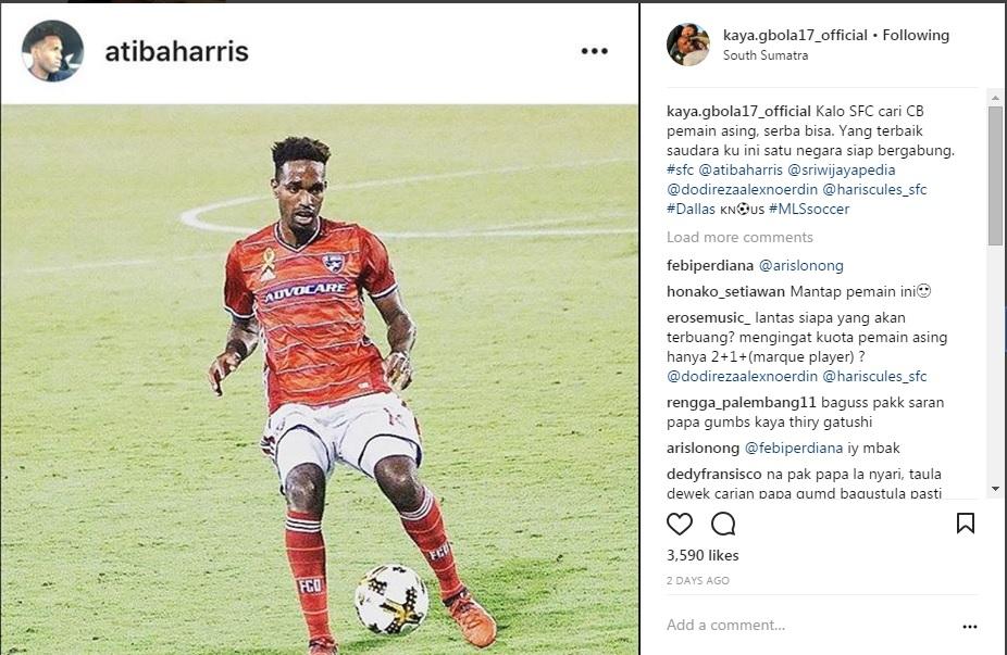 Kayamba Gumbs sarankan Sriwijaya FC rekrut Atiba Harris. Copyright: Instagram.com/kaya.gbola17_official