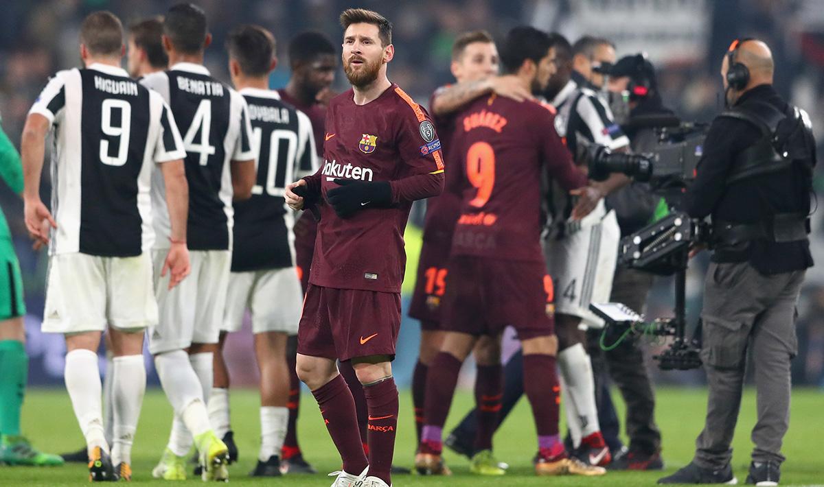 Lionel Messi usai pertandingan melawan Juventus.