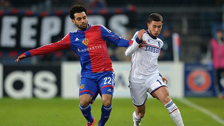 Eden Hazard (Chelsea) dan Mohamed Salah (FC Basel). Copyright: INDOSPORT