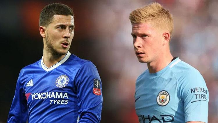 Eden Hazard dan De Bruyne Copyright: Indosport.com