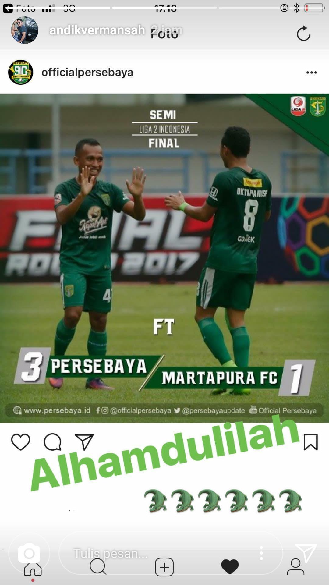 Insta stories Andik Vermansah. Copyright: Istimewa