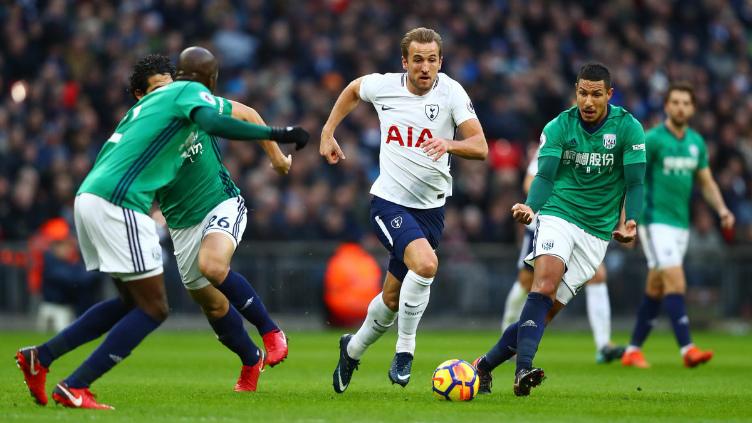Harry Kane saat laga melawan WBA.