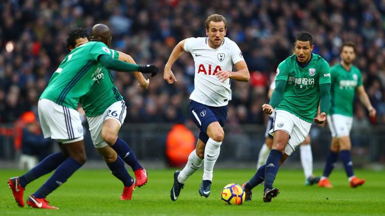 Harry Kane saat laga melawan WBA. Copyright: Twitter Tottenham