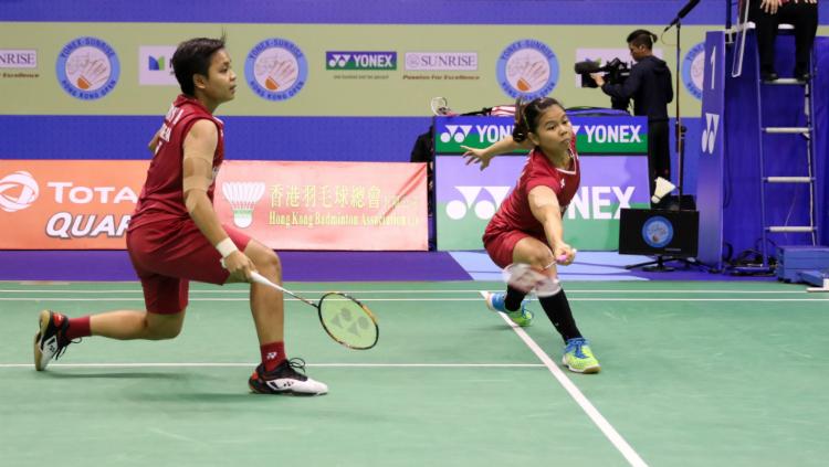 Greysia Polii/Apriani Rahayu di semifinal Hongkong Open 2017. Copyright: Humas PBSI