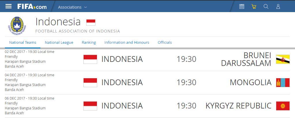 Jadwal Timnas Indonesia di Tsunami Cup masuk dalam kalender FIFA. Copyright: fifa.com