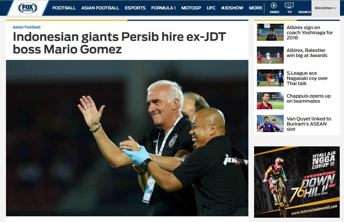 Kedatangan Roberto Carlos Mario Gomez ke Persib Bandung disorot media asing. Copyright: foxsportsasia.com