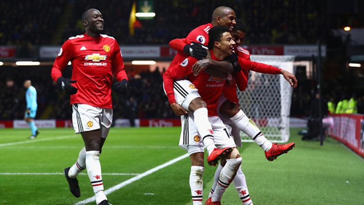 Selebrasi para pemain Manchester United. Copyright: INDOSPORT