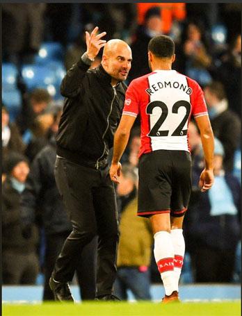 Pep Guardiola bersama Nathan Redmond Copyright: Twitter