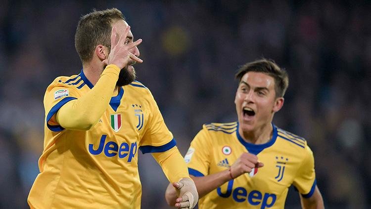 Higuain merayakan golnya ke gawang Napoli. Copyright: Juventus