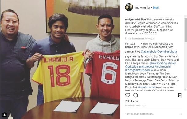 Evan Dimas dan Ilham Udin Armaiyn resmi ke Selangor FA. Copyright: Instagram/Muly Munial