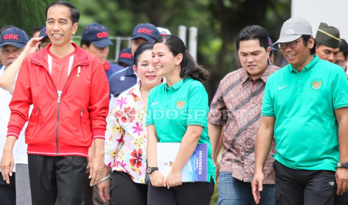 Presiden Joko Widodo menyempatkan diri hadir dalam peresmian Lapangan ABC Senayan. Copyright: Herry Ibrahim/INDOSPORT