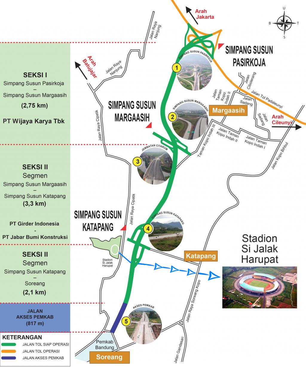 Peta Jalan Tol Soroja menuju Stadion Si Jalak Harupat. Copyright: Istimewa