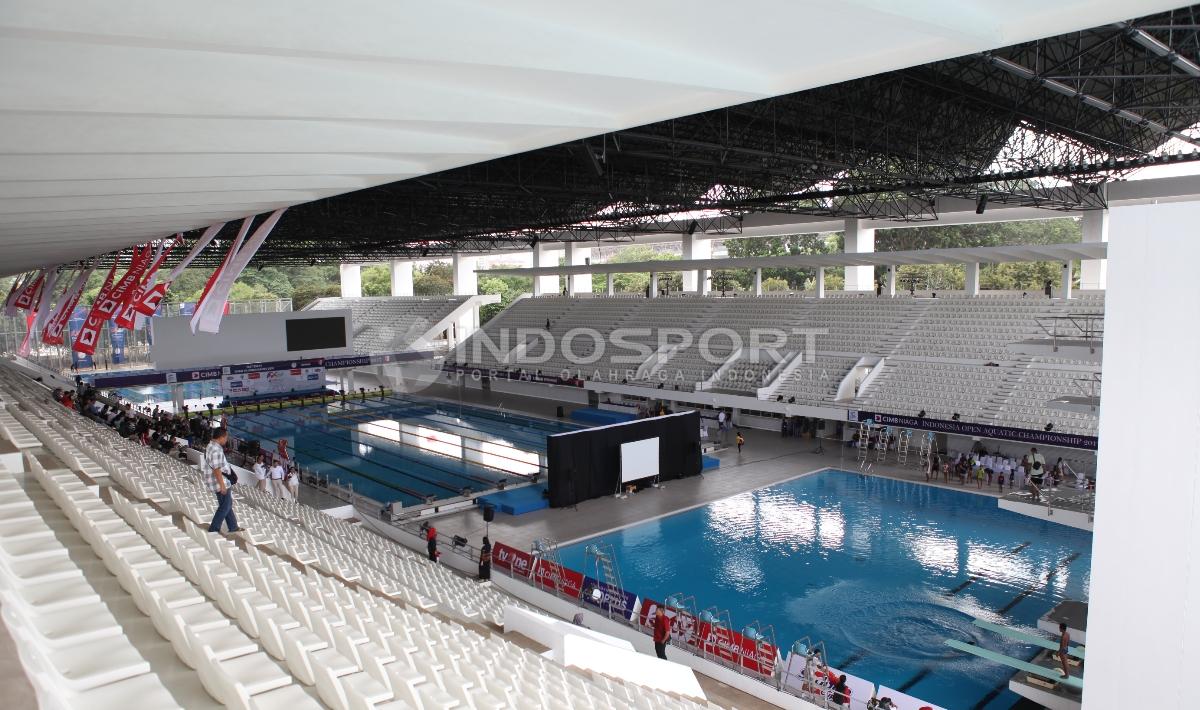 Kondisi terkini Stadion Aquatic GBK yang telah selesai direnovasi jelang Asian Games 2018.