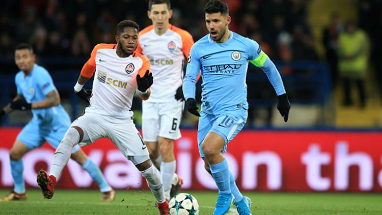 Sergio Aguero saat melawan Shakhtar Donetsk. Copyright: INDOSPORT