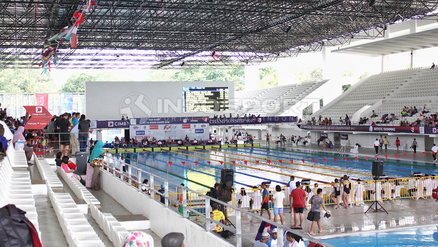 Venue akuatik saat menggelar test event Asian Games 2018 kemarin.