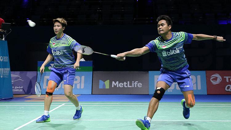 Ganda campuran andalan Indonesia, Tontowi Ahmad/Liliyana Natsir di ajang BWF Super Series Finals 2017. Copyright: HUMAS PBSI