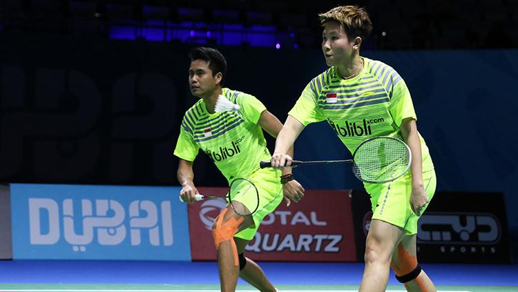 Tontowi Ahmad/Liliyana Natsir di laga kedua Dubai Super Series Finals 2017. Copyright: Humas PBSI