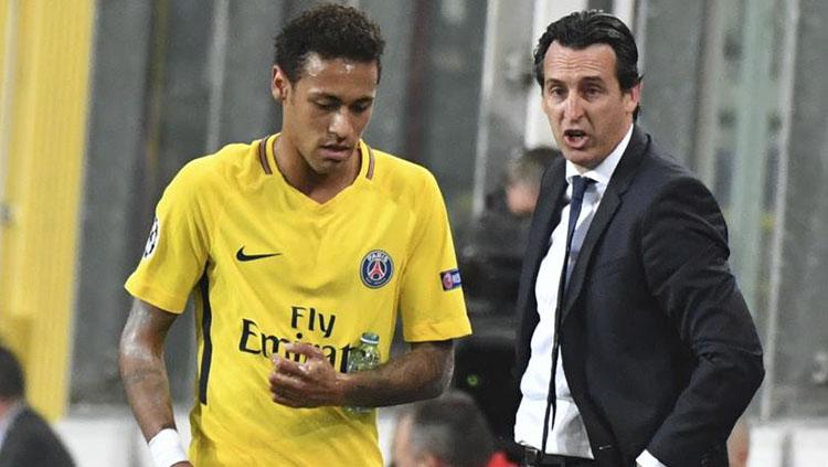 Unai Emery dan Neymar. Copyright: Associated Press