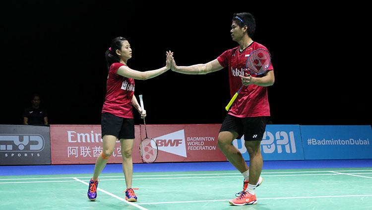 Ganda campuran Indonesia Praveen Jordan/Debby Susanto di ajang BWF Dubai World Super Series Finals 2017. Copyright: HUMAS PP PBSI