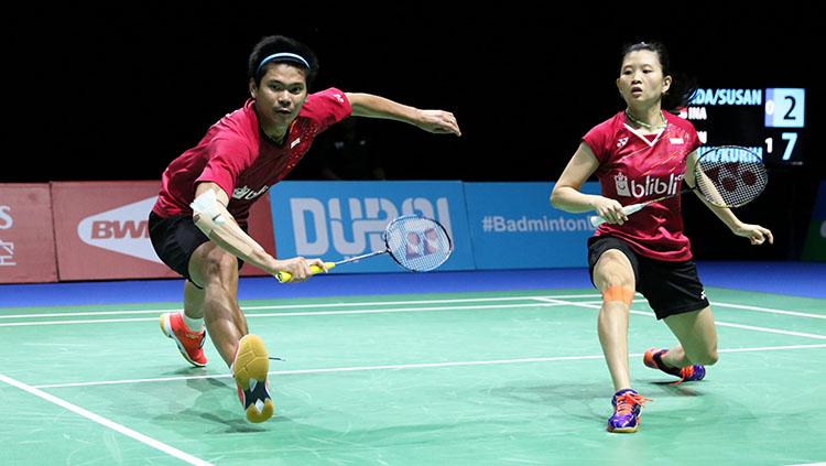 Ganda campuran Indonesia Praveen Jordan/Debby Susanto di ajang BWF Dubai World Super Series Finals 2017. Copyright: HUMAS PP PBSI