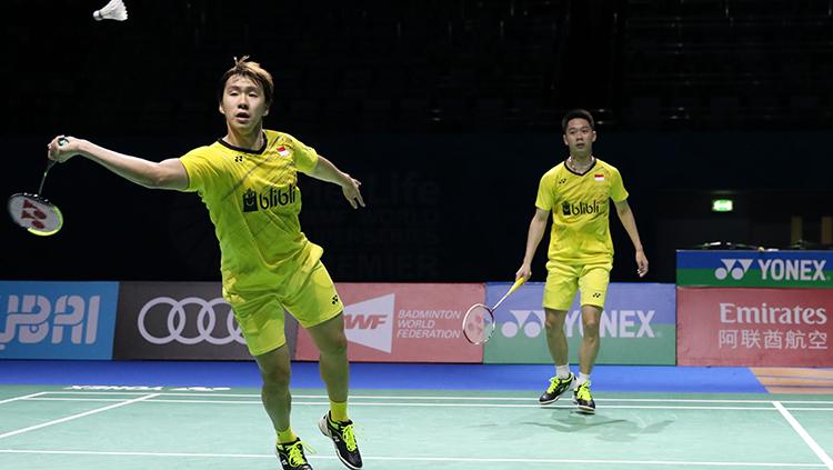 Ganda campuran Indonesia Praveen Jordan/Debby Susanto di ajang BWF Dubai World Super Series Finals 2017.