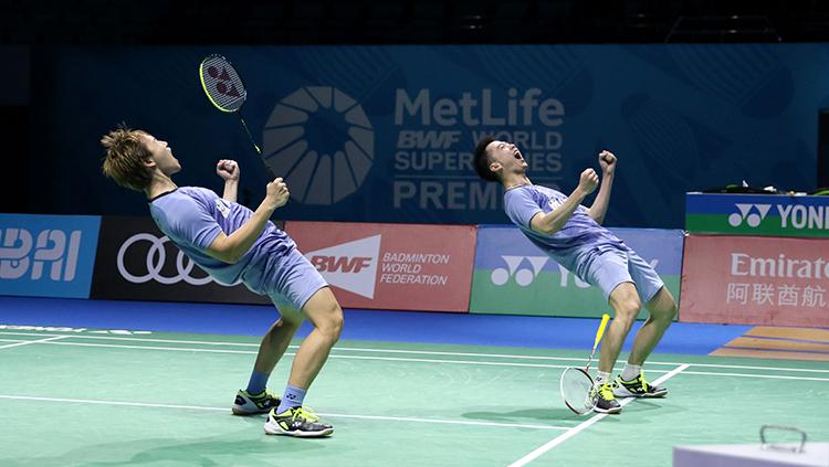 Pasangan Indonesia, Kevin Sanjaya Sukamuljo/Marcus Fernaldi Gideon melenggang ke semifinal. Copyright: Huma PBSI