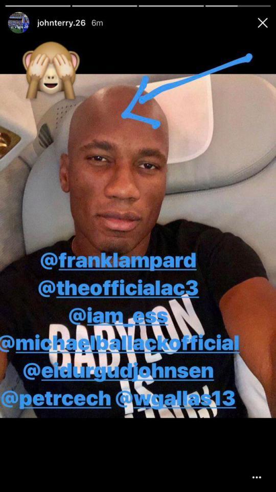 Snapgram John Terry terkait rambut baru Didier Drogba Copyright: instagram/johnterry.26