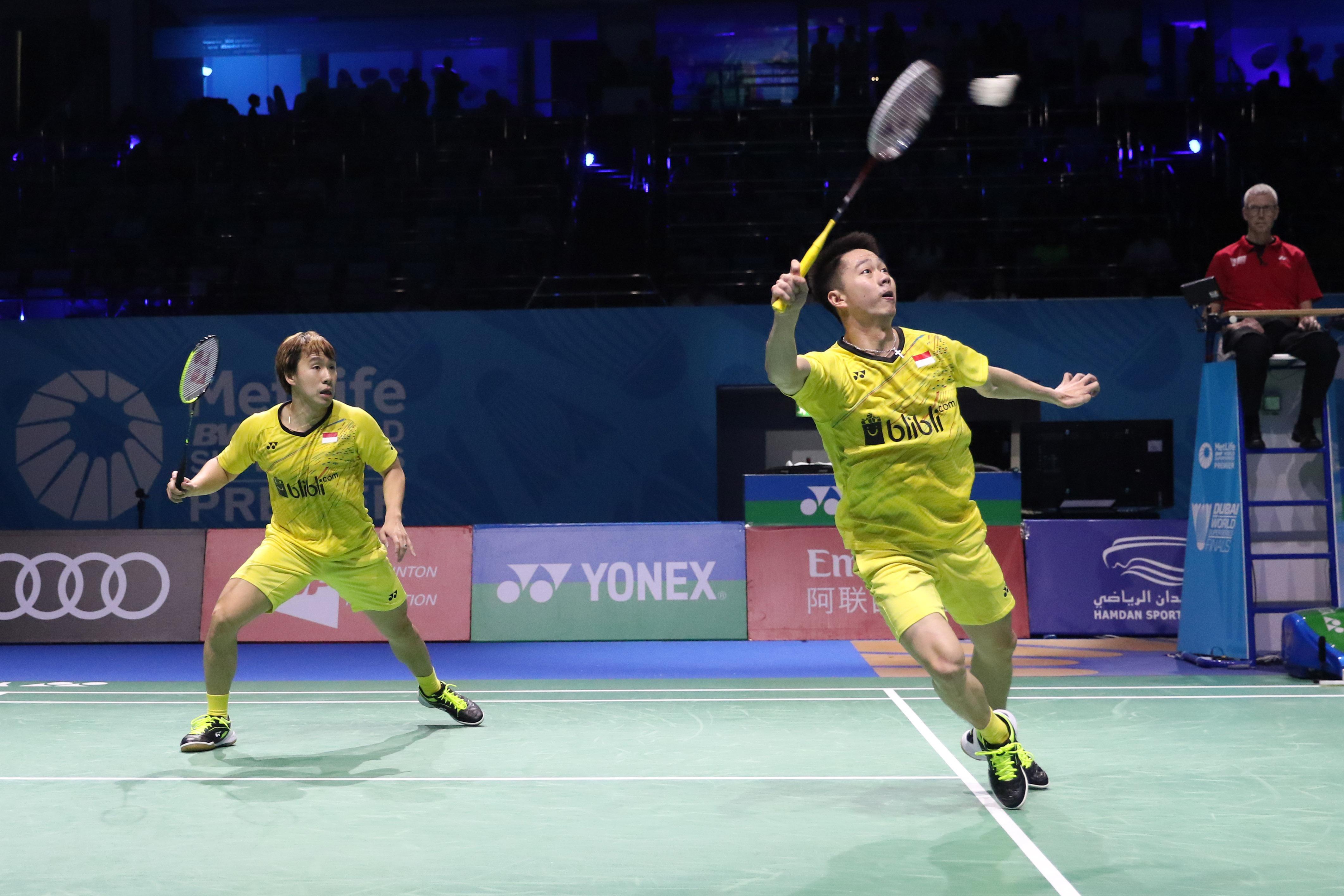 Aksi Kevin/Marcus di partai puncak BWF Super Series Finals 2017. Copyright: Humas PBSI