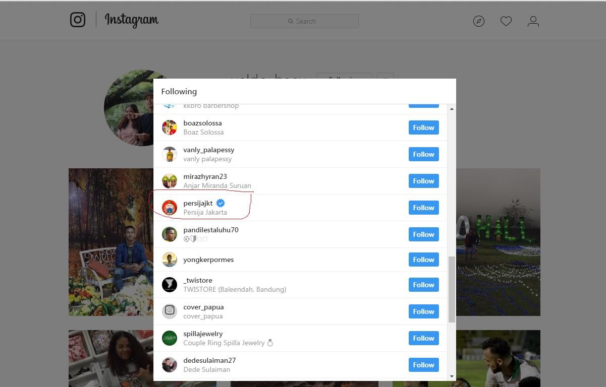 Osvaldo Haay hanya follow akun Persipura dan Persija di Instagramnya Copyright: Instagram