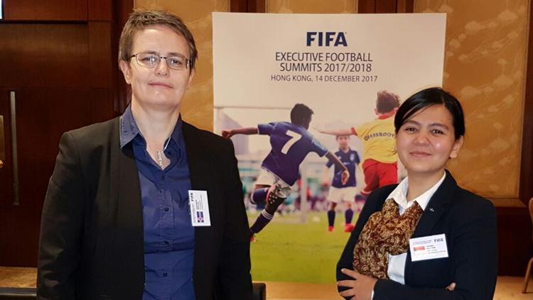 Sekretaris Jenderal PSSI Ratu Tisha dan Sekretaris Jenderal Federasi Sepak bola Islandia (KSI) Klara Bjartmarz. Copyright: PSSI