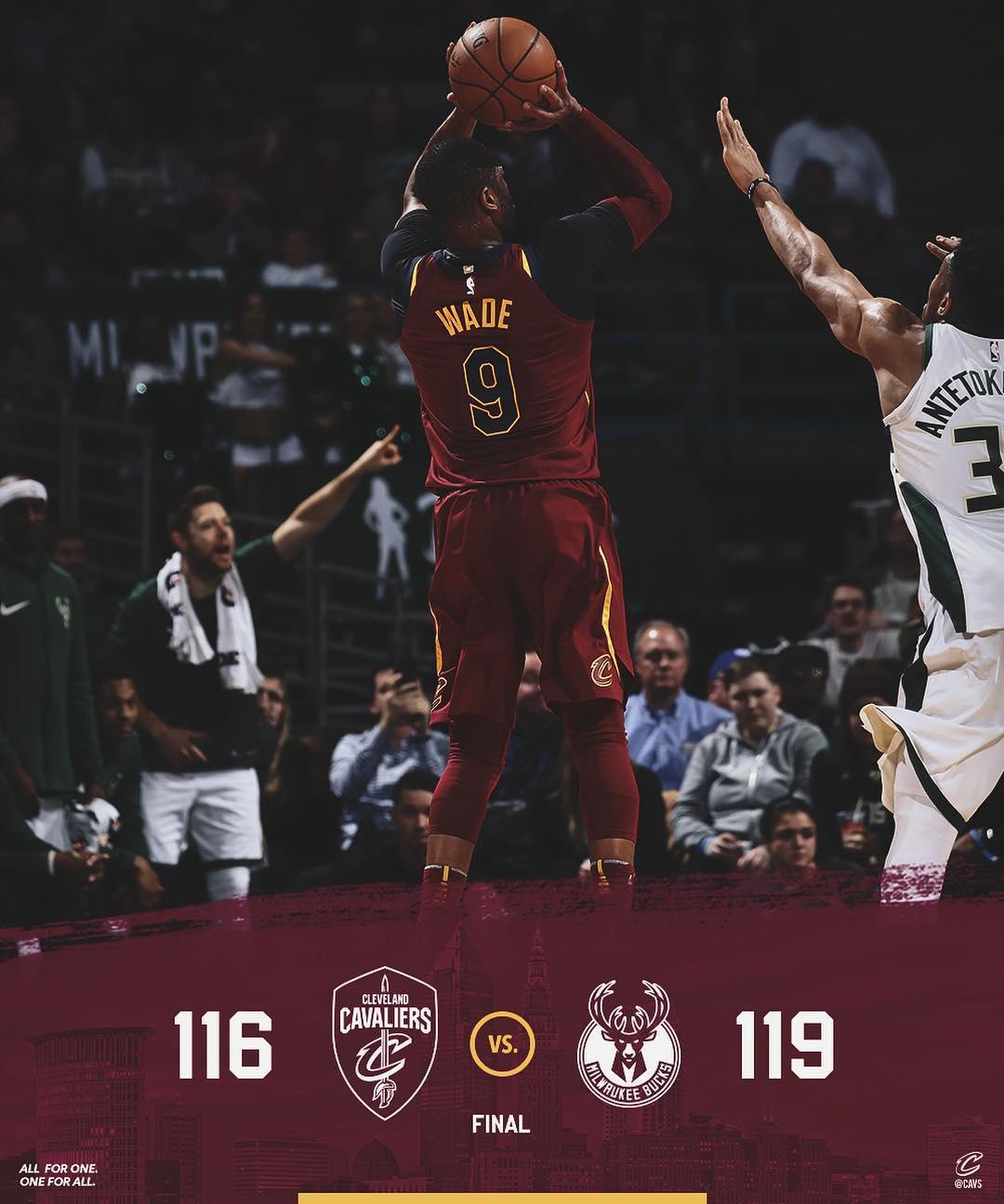 Hasil pertandingan Cleveland Cavaliers vs Milwaukee Bucks. Copyright: Instagram