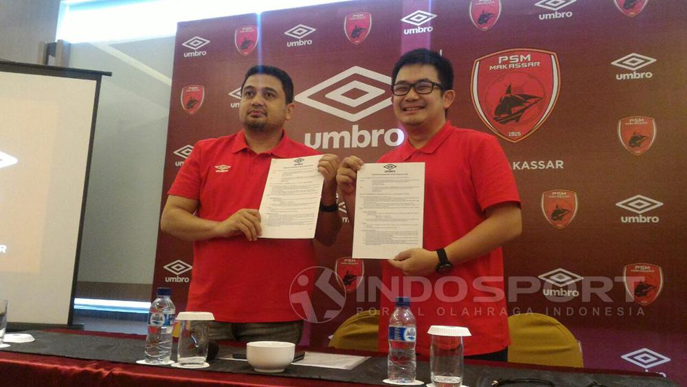 CEO PSM, Munafri Arifuddin bersama CEO Umbro Indonesia, Ryan Ghozali