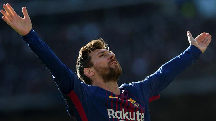 Selebrasi Lionel Messi di laga El Clasico. Copyright: Twitter/@LaLigaEN